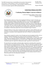 Statement by the Delegation of the United States of America on continuing human rights concerns in Belarus
