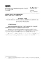 Decision No.3/20 - APPOINTMENT OF THE OSCE HIGH COMMISSIONER ON NATIONAL MINORITIES