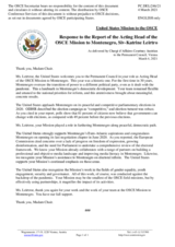 Statement by the Delegation of the United States of America in response to the report by the Acting Head of the OSCE Mission to Montenegro, Ms. Siv-Katrine Leirtroe