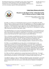 Statement by the Delegation of the United States of America in response to the report by the Acting Head of the OSCE Mission in Kosovo, Mr. Kilian Wahl
