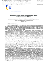 Statement by the Delegation of Ukraine on Russia’s ongoing aggression against Ukraine and illegal occupation of Crimea