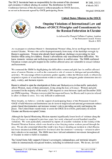 Statement by the Delegation of the United States of America on Russia’s ongoing aggression against Ukraine and illegal occupation of Crimea