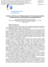Statement by the Delegation of Ukraine on 7 years of illegal occupation of the Autonomous Republic of Crimea and the city of Sevastopol by the Russian Federation