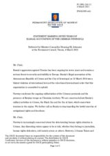 Statement by the Delegation of Norway on 7 years of illegal occupation of the Autonomous Republic of Crimea and the city of Sevastopol by the Russian Federation