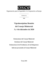 Final Document of the Twenty-Seventh Meeting of the Ministerial Council, Tirana, 3-4 December 2020 Final Document of the Twenty-Seventh Meeting of the Ministerial Council, Tirana, 3-4 December 2020