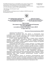 Выступление Постоянного представителя Российской Федерации А.К.Лукашевича - На отчет Экономкоординатора ОБСЕ