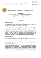 Statement by the Delegation of Armenia in response to the report by the Co-ordinator of OSCE Economic and Environmental Activities, Ambassador Vuk Žugić