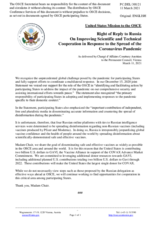 Statement by the Delegation of the United States of America on improving scientific and technological co-operation as response to the spread of COVID-19 