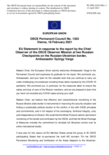 Statement by the Portuguese EU Presidency in response to the report by the Chief Observer of the OSCE Observer Mission at two Russian checkpoints on the Russian-Ukrainian border, Ambassador György Varga
