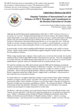 Statement by the Delegation of the United States of America on Russia’s ongoing aggression against Ukraine and illegal occupation of Crimea