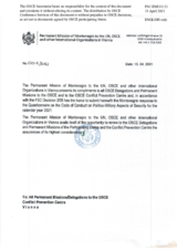 Response by the Delegation of Montenegro to the Questionnaire on the Code of Conduct on Politico-Military Aspects of Security