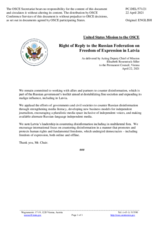 Statement by the Delegation of the United States of America in response to the statement by the delegation of the Russian Federation on repression of the media in Latvia