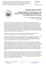 Statement by the Delegation of the United States of America on Russia’s ongoing aggression against Ukraine and illegal occupation of Crimea