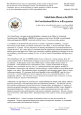 Statement by the Delegation of the United States of America on the constitutional reform in Kyrgyzstan