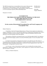 Statement by the Delegation of Armenia on the International Francophonie Day, to be observed on 20 March 2021, and French Language and Francophonie Week, being observed from 13 to 21 March 2021