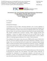 Presentation by Mr. G. Kocharyan, Head of the Department of International Security, Ministry of Foreign Affairs of the Republic of Armenia