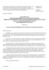 Statement by the Delegation of Belgium on the 5th anniversary of the 2016 terrorist attacks in Brussels, observed on 22 March 2021