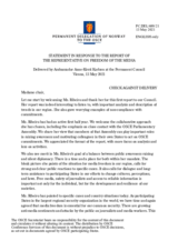 Statement by the Delegation of Norway in response to the report by the OSCE Representative on Freedom of the Media, Ms. Teresa Ribeiro