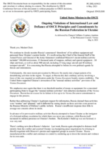 Statement by the Delegation of the United States of America on Russia’s ongoing aggression against Ukraine and illegal occupation of Crimea