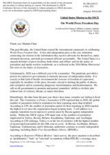 Statement by the Delegation of the United States of America on the World Press Freedom Day, observed on 3 May 2021
