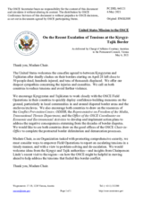 Statement by the Delegation of the United States of America on the recent escalation of tensions at the Kyrgyz-Tajik border