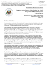 Statement by the Delegation of the United States of America in response to the report by the Head of the OSCE Programme Office in Dushanbe, Ambassador Valeriu Chiveri