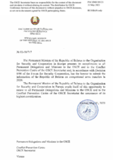 Information Exchange by the Delegation of Belarus on Conventional Arms Transfer