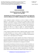 Déclaration de l’Union européenne en réponse au rapport du chef de la Mission de l’OSCE en Moldavie, Dr. Claus Neukirch