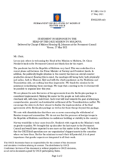 Statement by the Delegation of Norway in response to the report by the Head of the OSCE Mission to Moldova, Dr. Claus Neukirch