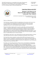 Statement by the Delegation of the United States of America in response to the report by the Head of the OSCE Mission to Moldova, Dr. Claus Neukirch