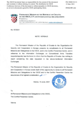 Information Exchange by the Delegation of Croatia on Conventional Arms Transfer