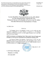 Response by the Delegation of Latvia to the Questionnaire on Participating States’ Policy and/or National Practices and Procedures for the Export of Conventional Arms and Related Technology