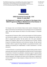 Statement by the Portuguese EU Presidency in response to the Report by the Head of the OSCE Programme Office in Bishkek, Ambassador Alexey Rogov, and by the Director of the OSCE Academy in Bishkek, Dr. Alexander Wolters