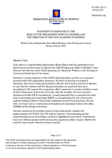 Statement by the Delegation of Norway in response to the Report by the Head of the OSCE Programme Office in Bishkek, Ambassador Alexey Rogov, and by the Director of the OSCE Academy in Bishkek, Dr. Alexander Wolters