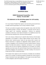 Statement by the Portuguese EU Presidency on the shrinking space for civil society in the Russian Federation