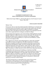 Statement by the Delegation of Norway in response to the report by the High Commissioner on National Minorities, Ambassador Kairat Abdrakhmanov