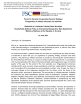 Presentation by Lieutenant Colonel K. Muradyan, Deputy Head of the Defence Policy Department, Ministry of Defence, Armenia