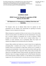 Statement by the Portuguese EU Presidency on transparency in military exercises and activities