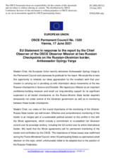 Statement by the Portuguese EU Presidency in response to the report by the Chief Observer of the OSCE Observer Mission at two Russian checkpoints on the Russian-Ukrainian border, Ambassador György Varga
