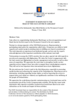 Statement by the Delegation of Norway in response to the report by the Head of the OSCE Centre in Ashgabat, Ambassador John MacGregor