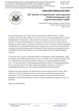 Statement by the Delegation of the United States of America on the need for a comprehensive and long-term political settlement of the Nagorno-Karabakh conflict