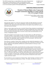 Statement by the Delegation of the United States of America on the human rights situation in the temporarily occupied Autonomous Republic of Crimea and the city of Sevastopol, Ukraine