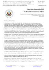 Statement by the Delegation of the United States of America on recent developments in Belarus