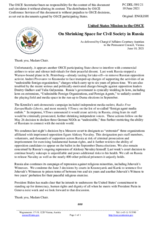 Statement by the Delegation of the United States of America on the shrinking space for civil society in the Russian Federation