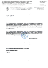 Information Exchange by the Delegation of Montenegro on Conventional Arms Transfer