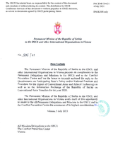 Response by the Delegation of Serbia to the Questionnaire on Participating States’ Policy and/or National Practices and Procedures for the Export of Conventional Arms and Related Technology
