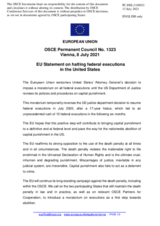 Statement by the Slovenian EU Presidency on halting of federal executions in the United States of America