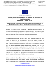 Déclaration de l’Union européenne sur les Armes Légères et de Petit Calibre et les Stocks de Munitions Conventionnelles