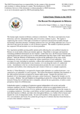 Statement by the Delegation of the United States of America on recent developments in Belarus