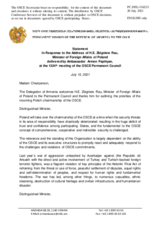 Statement by the Delegation of Armenia in response to the address by the Minister of Foreign Affairs of Poland, H.E. Mr. Zbigniew Rau